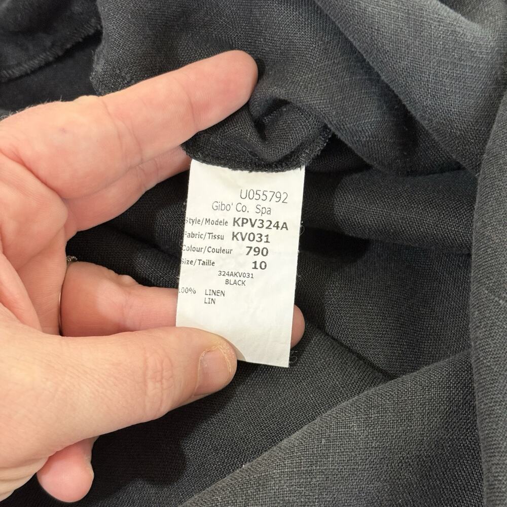 Michael Kors Black 100% Linen Tunic 10 Popover Blouse Made in Italy Quiet Luxury - Picture 4 of 9